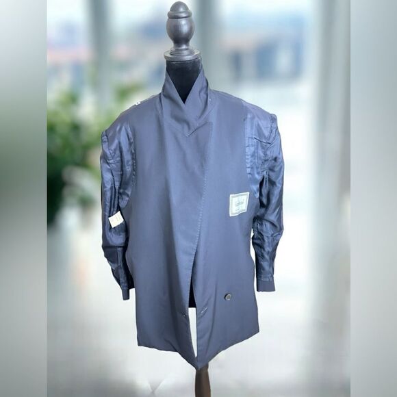 Vintage Gianni Versace Blue 100% Virgin Wool Blazer Suit Jacket Coat Size 42/ 8 - Picture 9 of 11